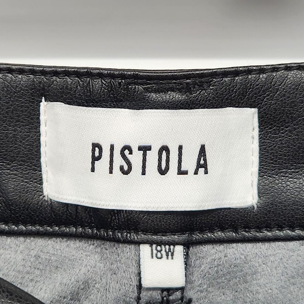 NWOT Pistola Black Tammy High Rise Trouser Vegan Faux Leather Pants Women 18W - Picture 3 of 11